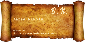 Bacsa Nikola névjegykártya